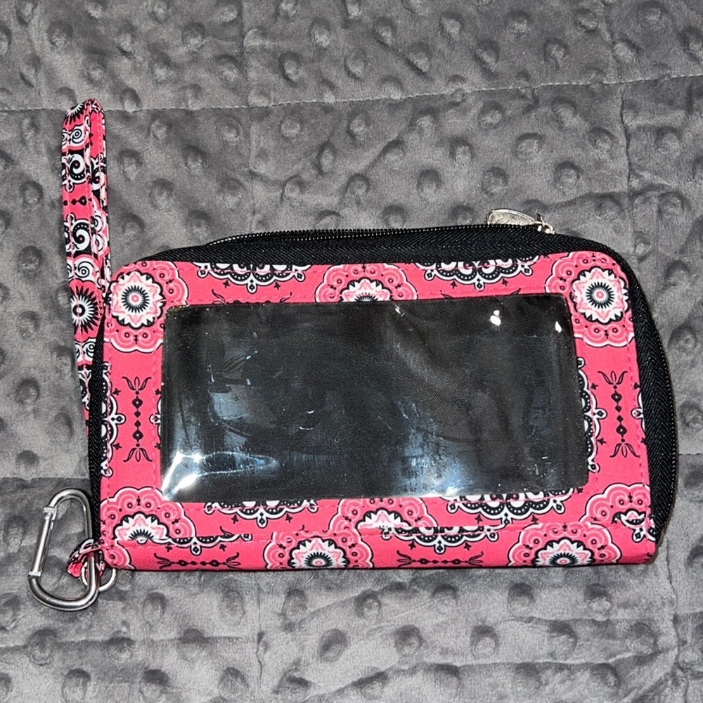 Debra Valencia writslet zip around credit card id holder pocket clear front